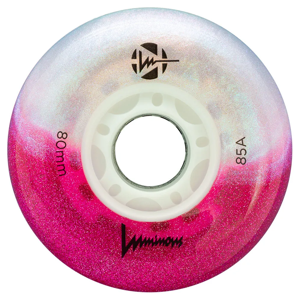 Luminous 80mm LED Glitter Light Up Inline Skate Wheels - 4 pack