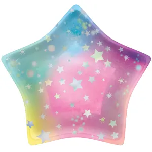 Luminous Birthday Small Star-Shaped Dessert Paper Plates, 7 Inches, 8 Count