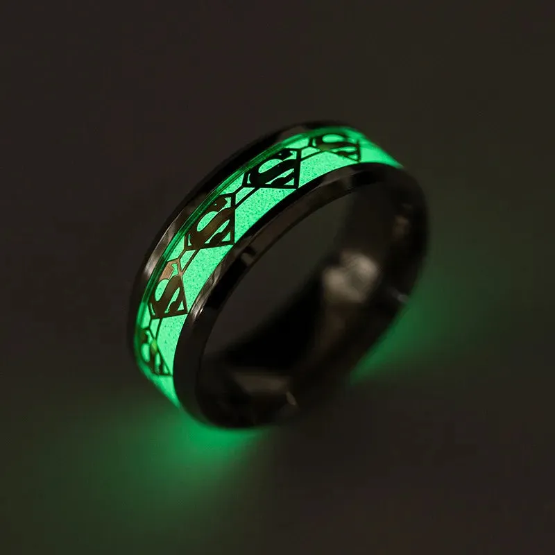 Luminous Domineering Personality Superhero Men's Ring Men's Titanium Steel Popular Stainless Steel Ring Wholesale