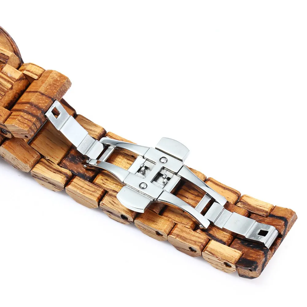 Luminous Hands Calendar Wooden Watch