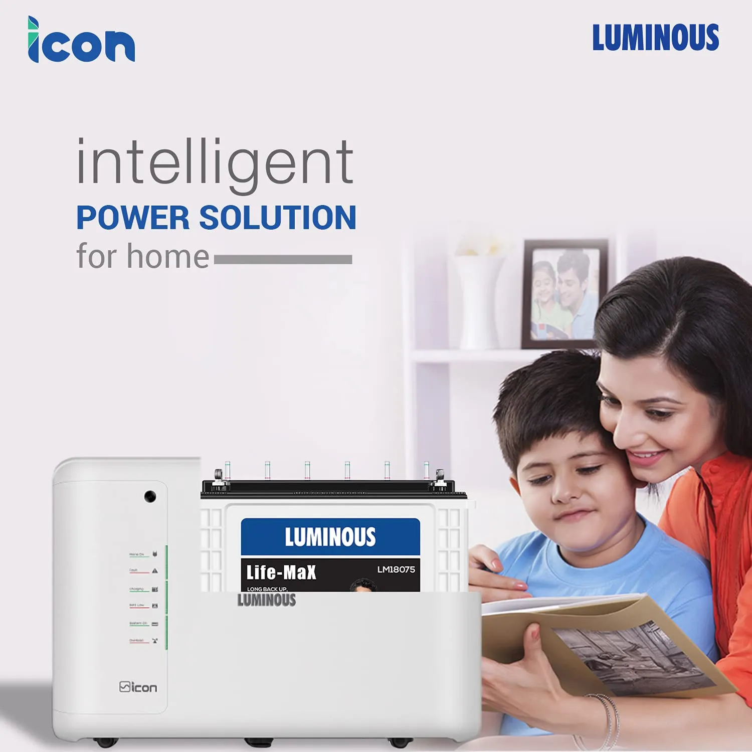 Luminous iCon 1100 Pure Sine Wave 900VA/12V Inverter for Home, Office & Shops