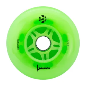 Luminous LED Inline Skate Wheels 100mm/85A - Green Apple Glow - SOLD BY THE SINGLE WHEEL