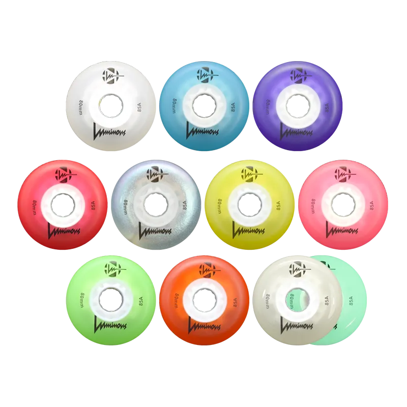 Luminous LED Inline Skate Wheels Multiple Colors 76mm 4-Pack - Sale