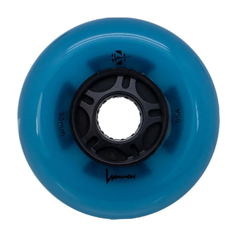 Luminous LED Inline Wheels 90mm/85a - Blue Glow - Sold by the Single Wheel