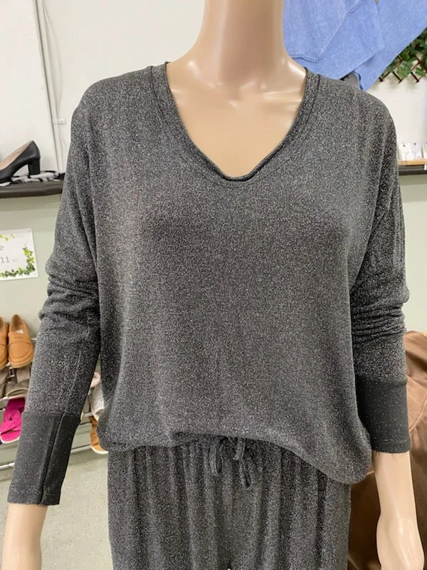 Luminous Lurex Long Sleeve Top - Ash