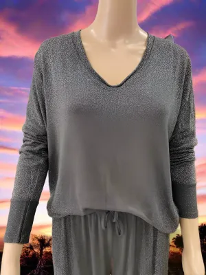 Luminous Lurex Long Sleeve Top - Ash