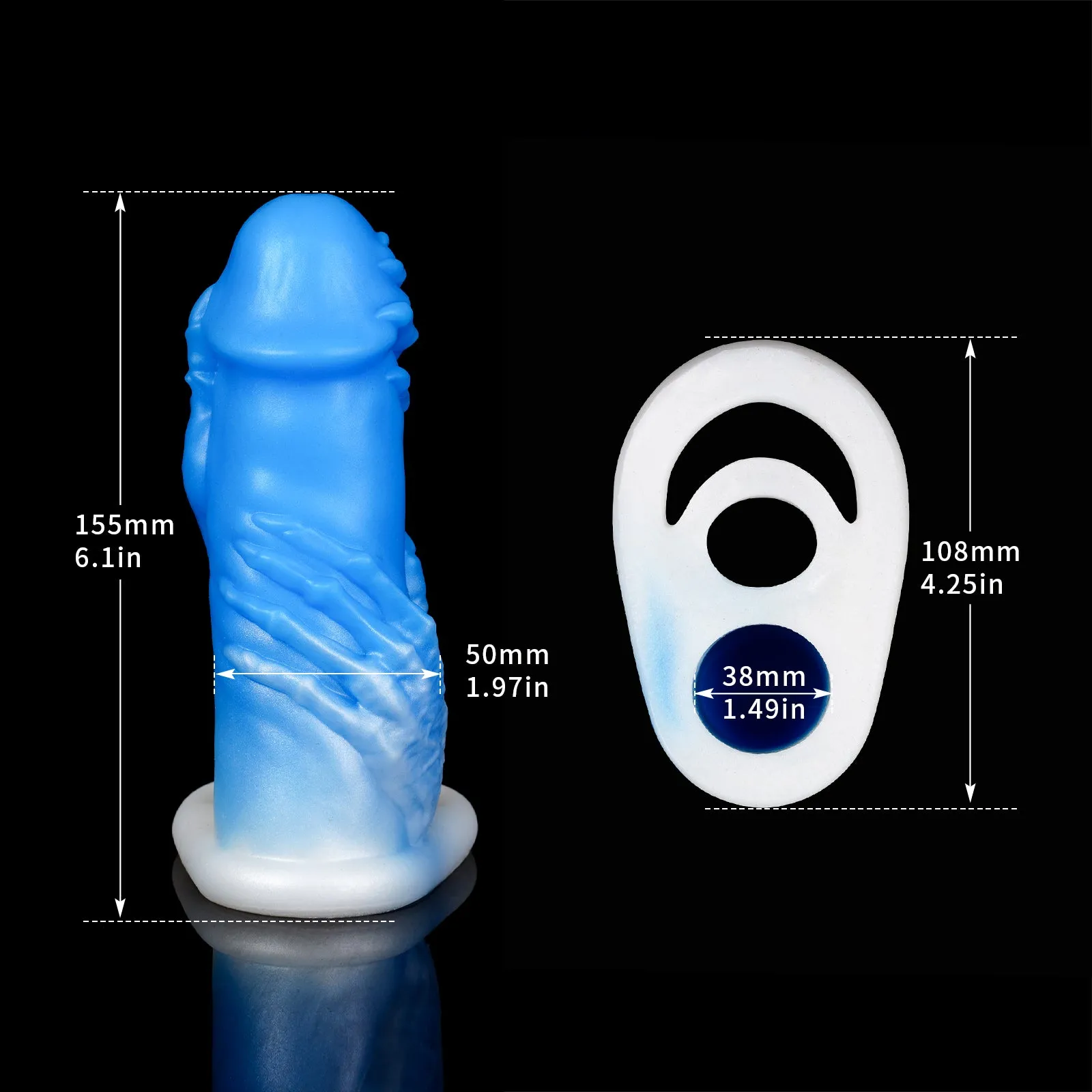Luminous Monsterdildo Penis Sleeve - Fantasy Fist Silicone Penis Ring Cocksleeve Sex Toy for Men