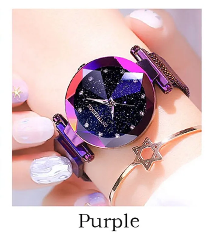 luxury ladies watch magnet mesh with starry luminous fashion diamond female quartz watch relogio feminino zegarek damski