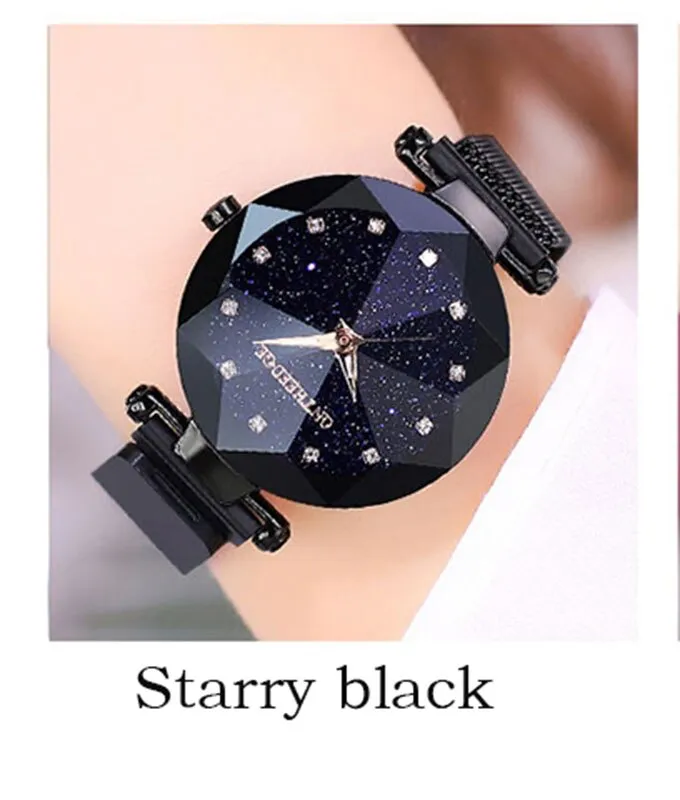 luxury ladies watch magnet mesh with starry luminous fashion diamond female quartz watch relogio feminino zegarek damski