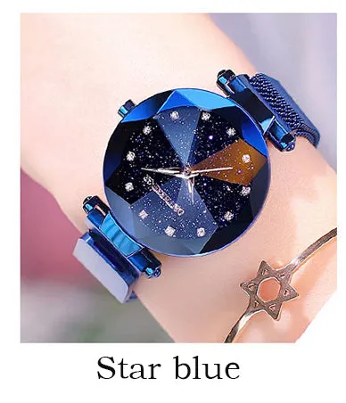 luxury ladies watch magnet mesh with starry luminous fashion diamond female quartz watch relogio feminino zegarek damski