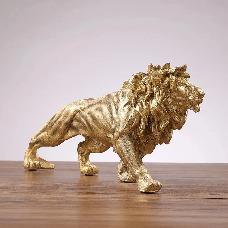 Majestic Golden Lion King Statue