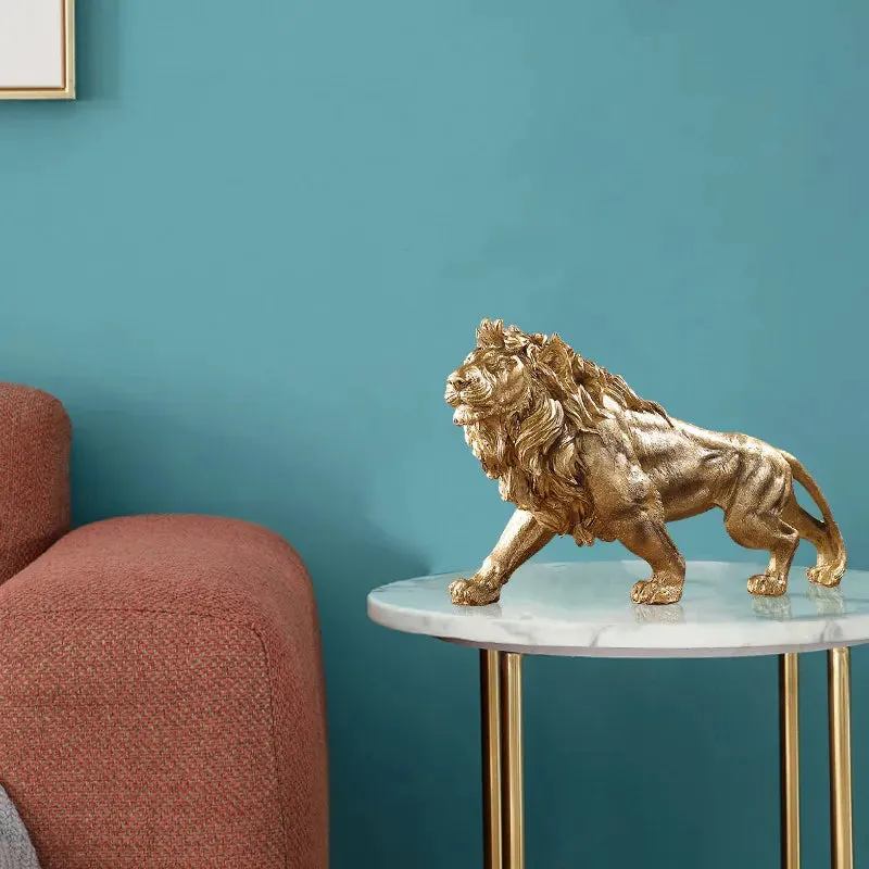 Majestic Golden Lion King Statue