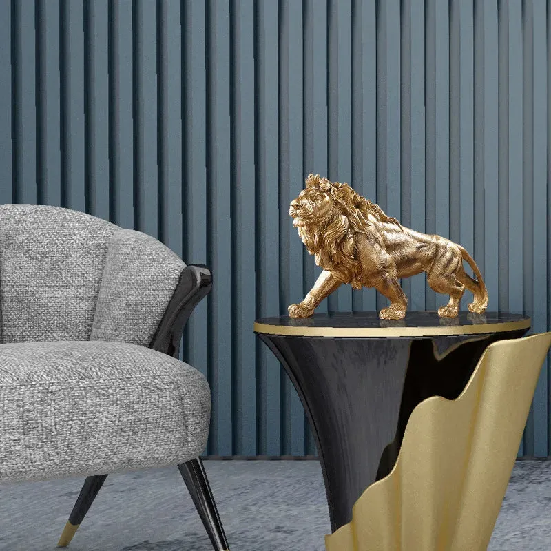 Majestic Golden Lion King Statue