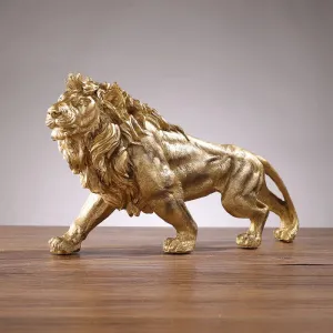Majestic Golden Lion King Statue