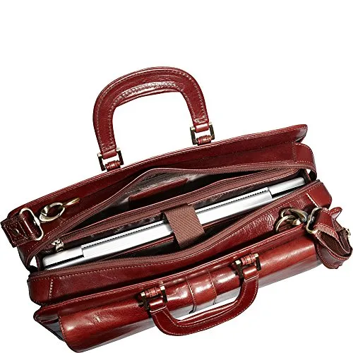 Mancini Luxurious Italian Leather Laptop Briefcase - Brown