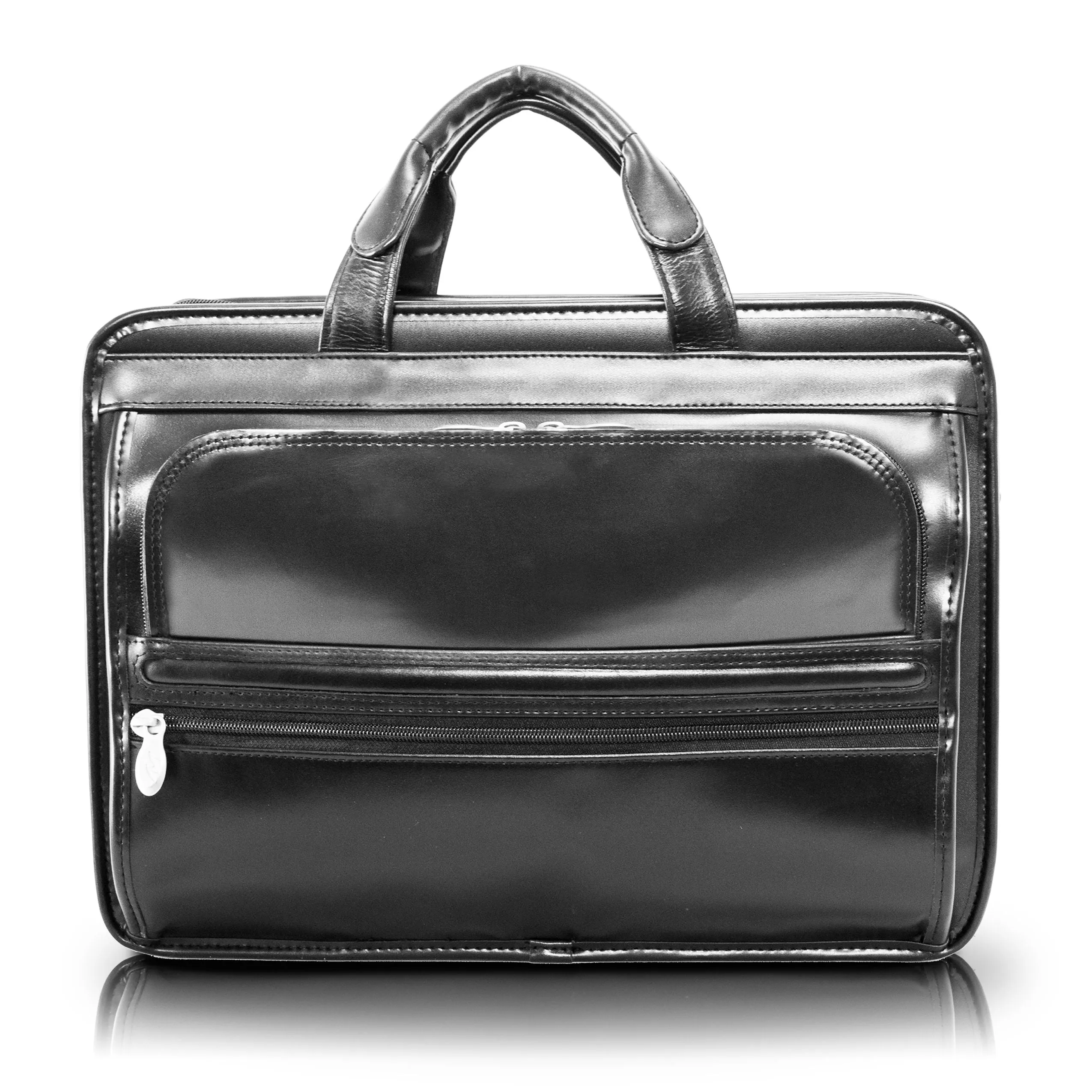 McKlein ELSTON 15" Leather Fly-Through Checkpoint-Friendly Double Compartment Laptop Briefcase