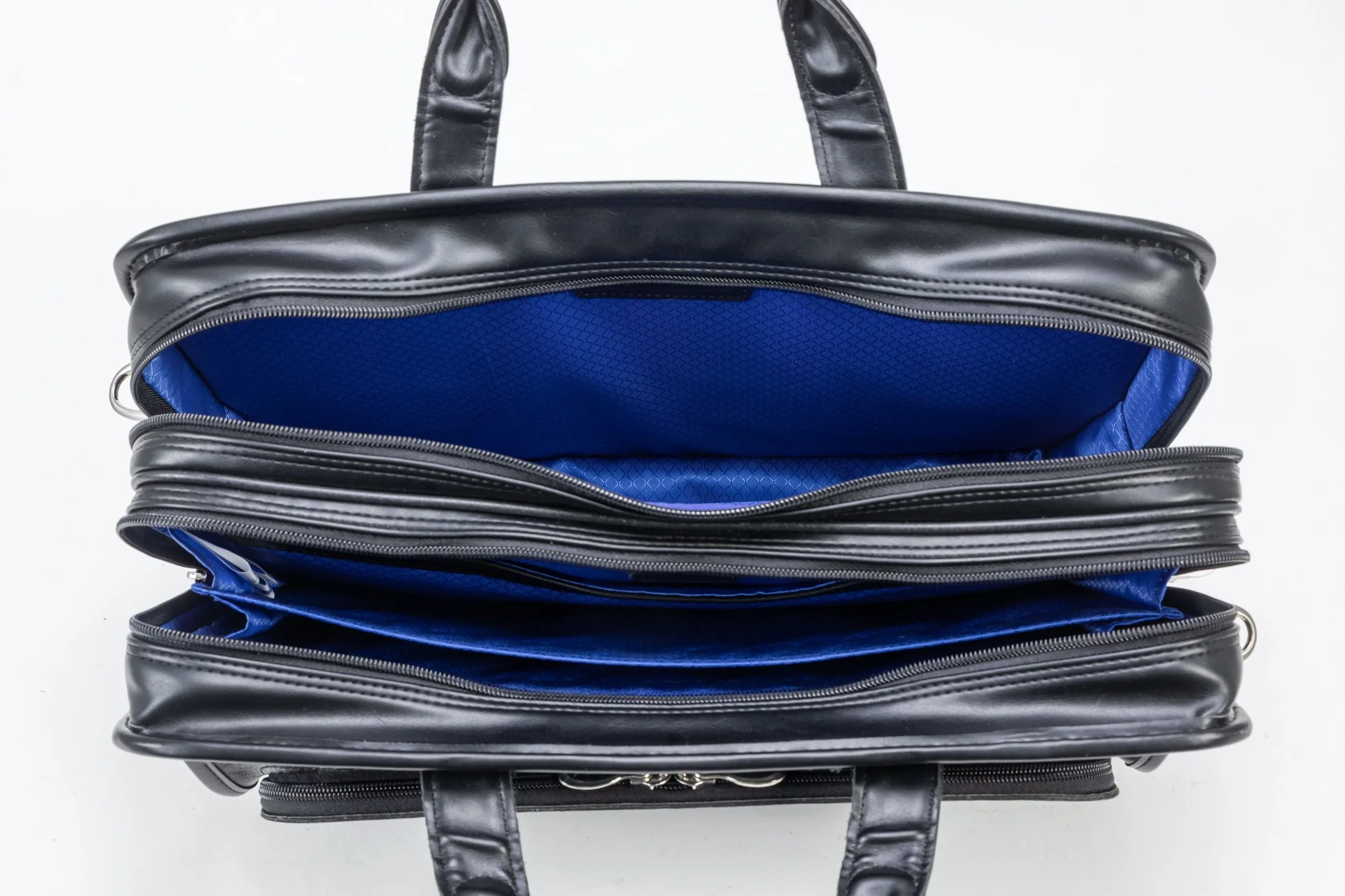 McKlein ELSTON 15" Leather Fly-Through Checkpoint-Friendly Double Compartment Laptop Briefcase