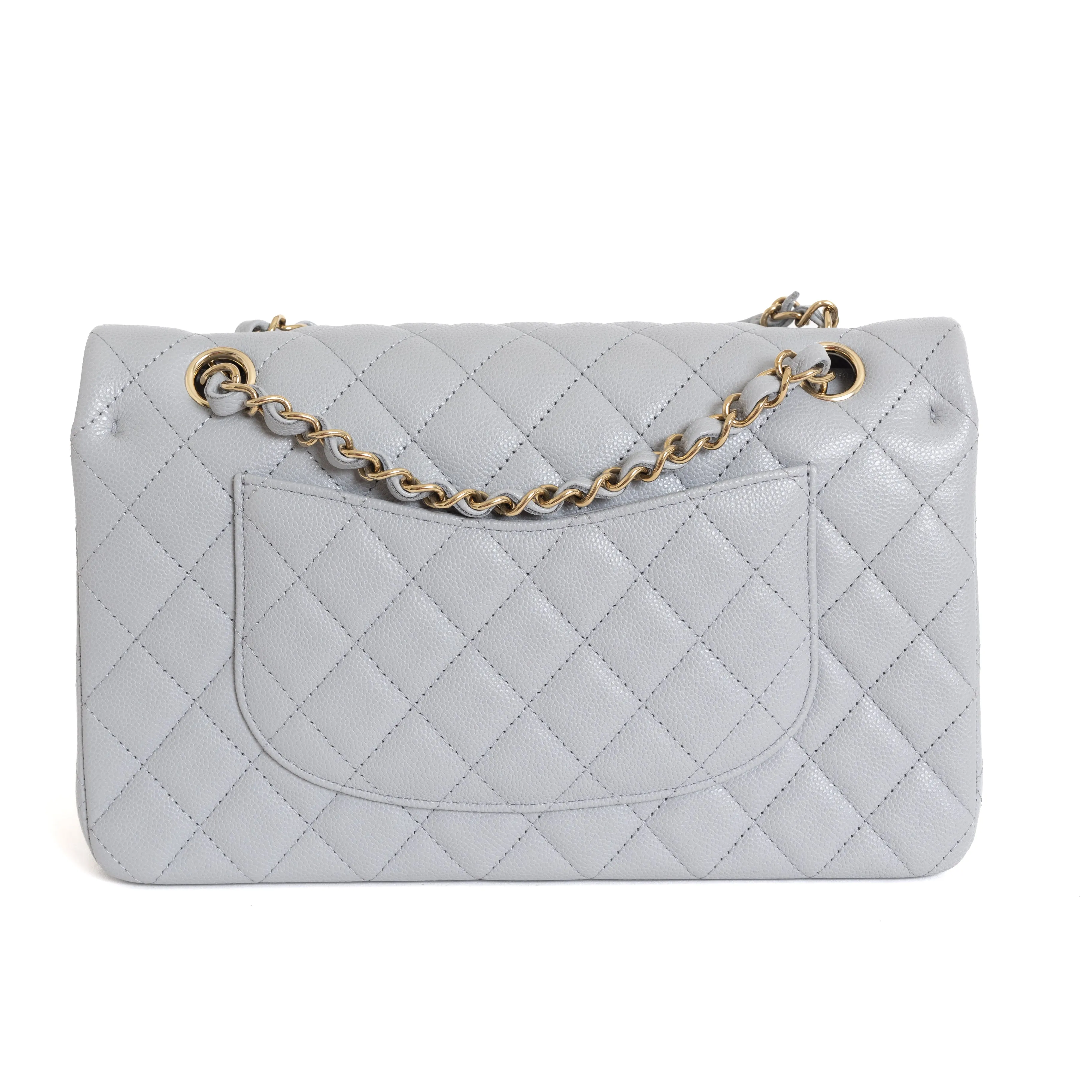 Medium Double Flap, Grey Caviar 7098