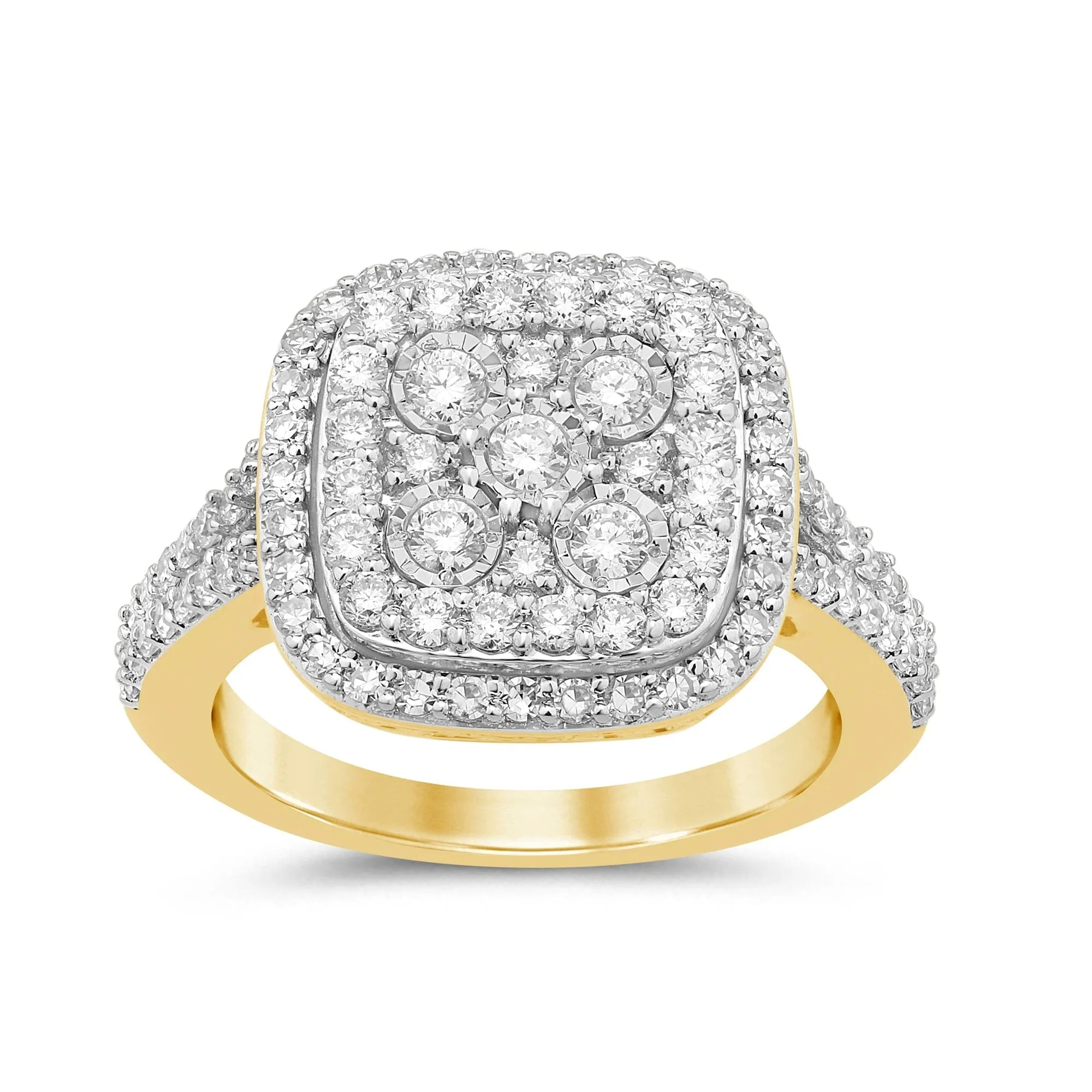 Meera Square Look Halo Ring with 1.00ct of Laboratory Grown Diamonds in 9ct Yellow Gold