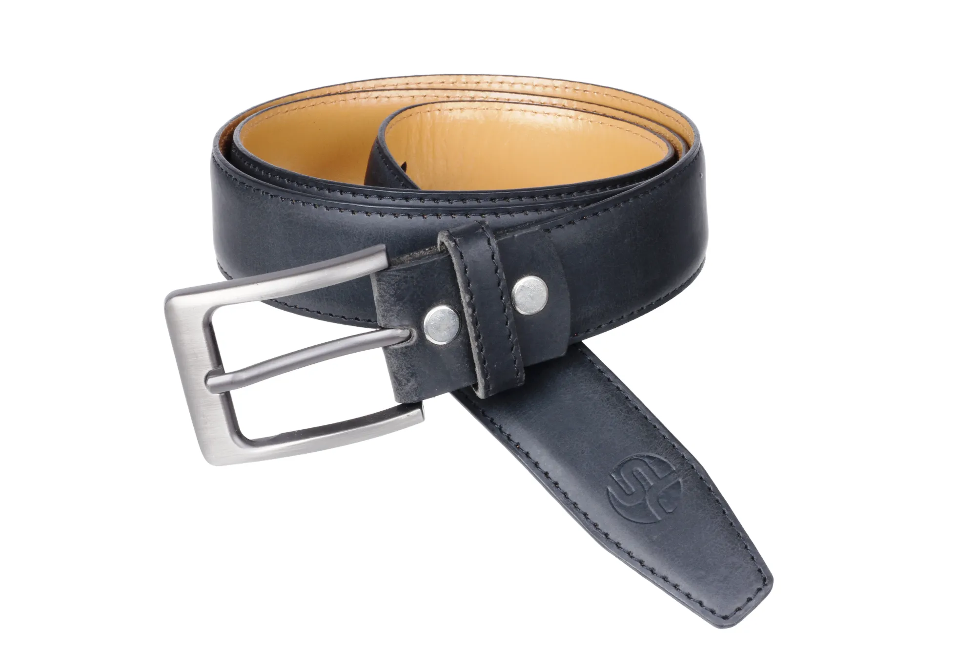 Mens Formal leather Belt 43014 (BLACK)