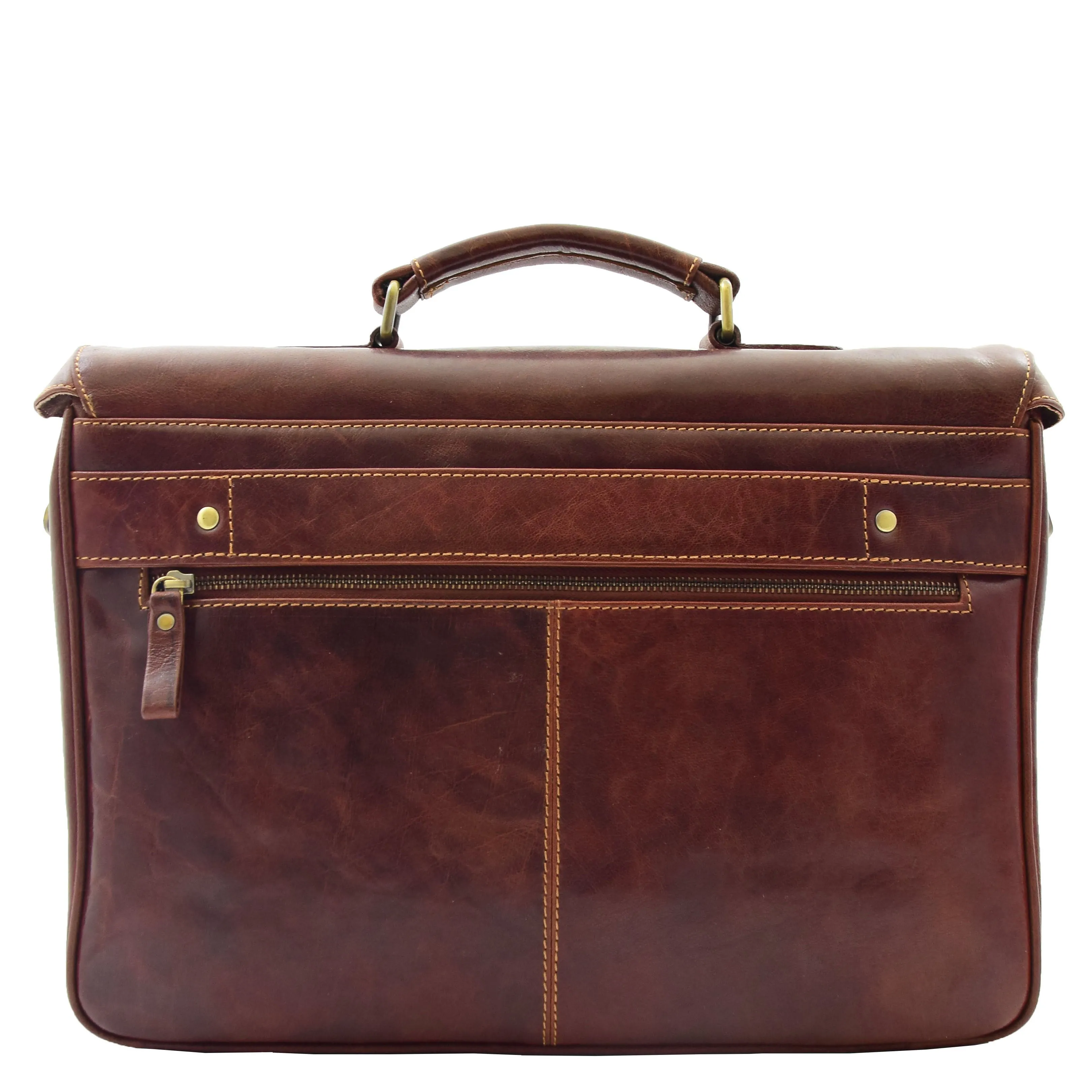 Mens Leather Messenger Briefcase HOL518 Brown