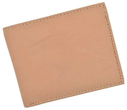 Men's Tan Bifold Soft Leather Credit Card ID Flap Out Wallet