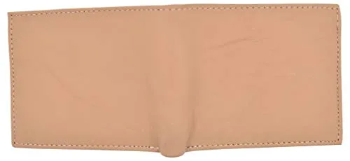 Men's Tan Bifold Soft Leather Credit Card ID Flap Out Wallet