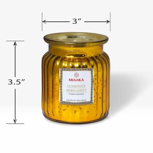 MIAAKA Ethereal Radiance Fluted Glass Jar Hand Poured Scented Candle Luminous Bergamot Fragrance 435gm