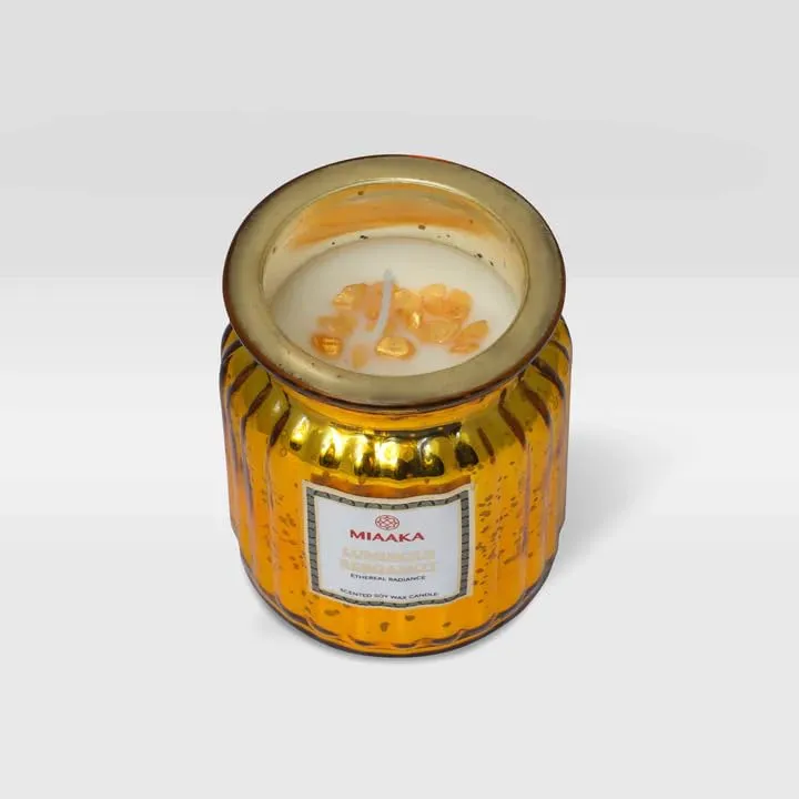 MIAAKA Ethereal Radiance Fluted Glass Jar Hand Poured Scented Candle Luminous Bergamot Fragrance 435gm