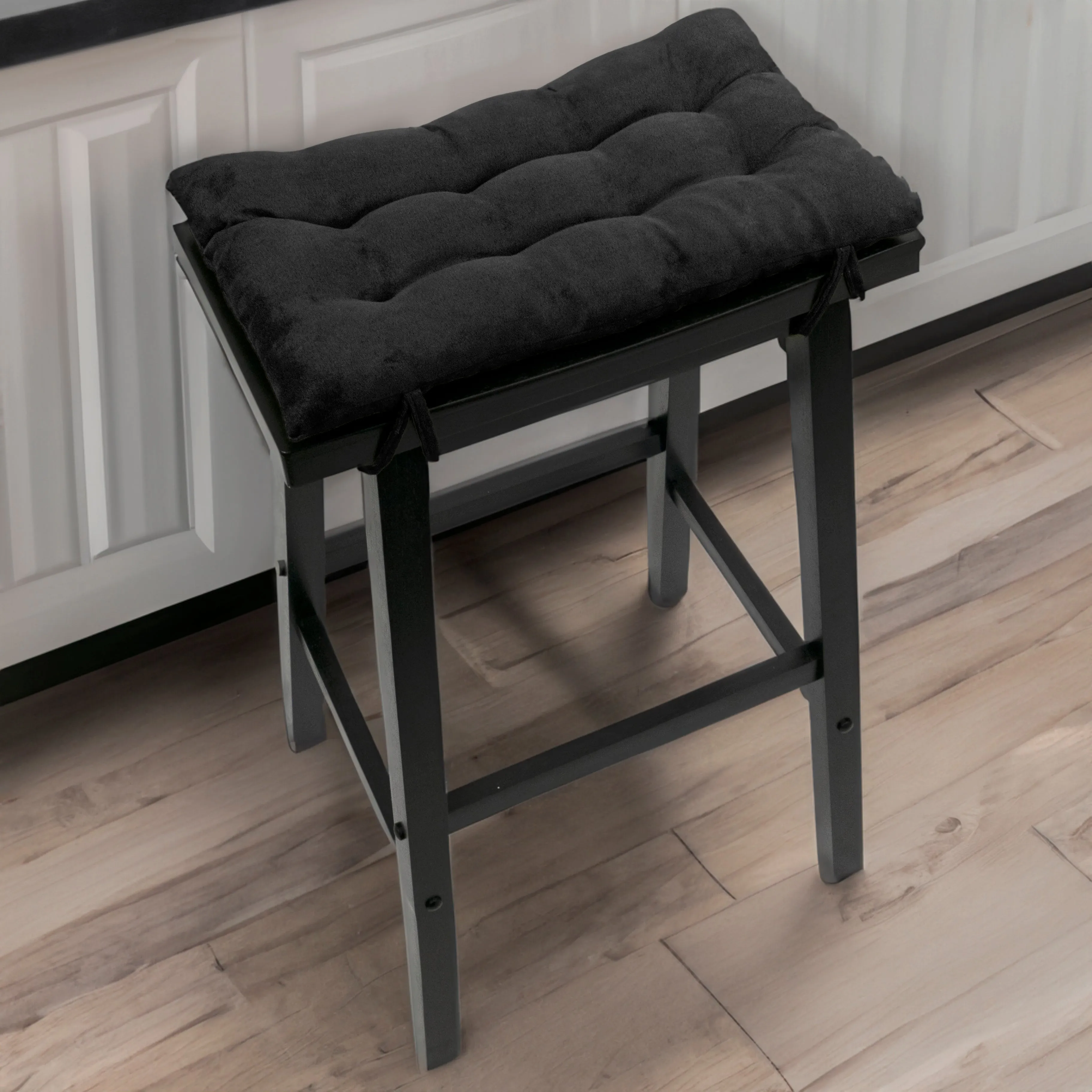 Micro-Suede Black Saddle Stool Cushions - Gaucho Stool  / Satori Seat Cushions