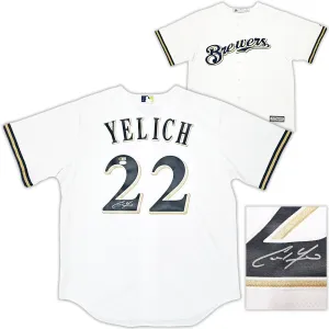 Milwaukee Brewers Christian Yelich Autographed White Majestic Jersey Size L JSA Stock #215536
