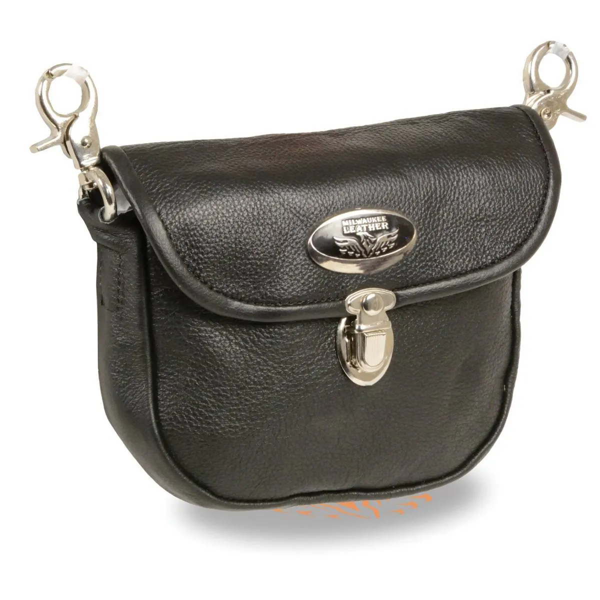 Milwaukee Leather SH520 Women's Black Leather Belt Bag with Flap and