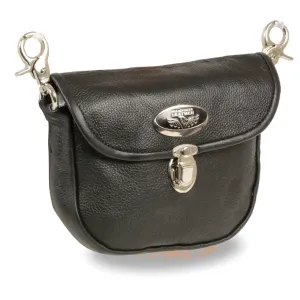 Milwaukee Leather SH520 Women's Black Leather Belt Bag with Flap and
