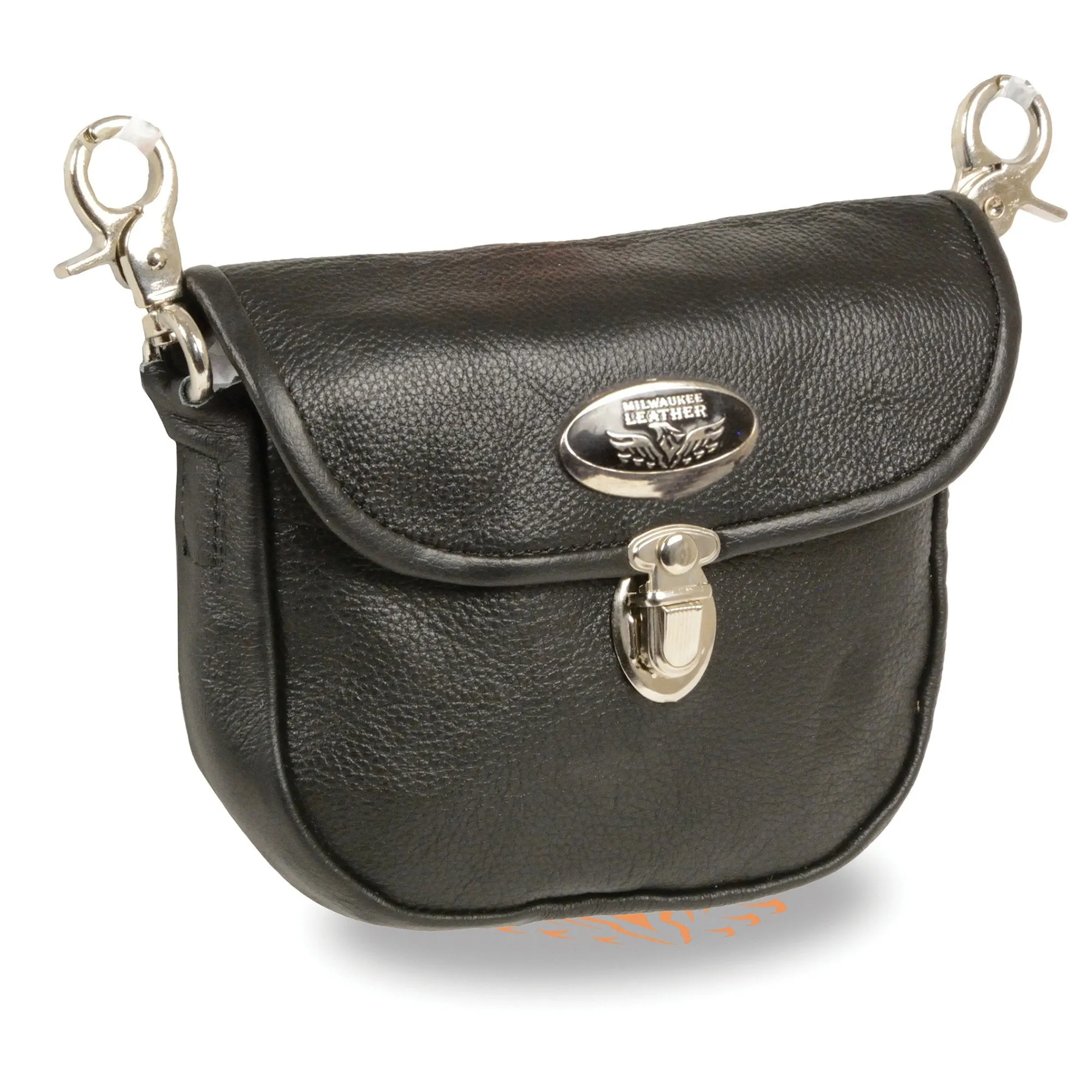 Milwaukee Leather SH520 Women's Black Leather Belt Bag with Flap and