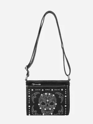 Montana West Embroidered Sugar Skull Organizer Crossbody