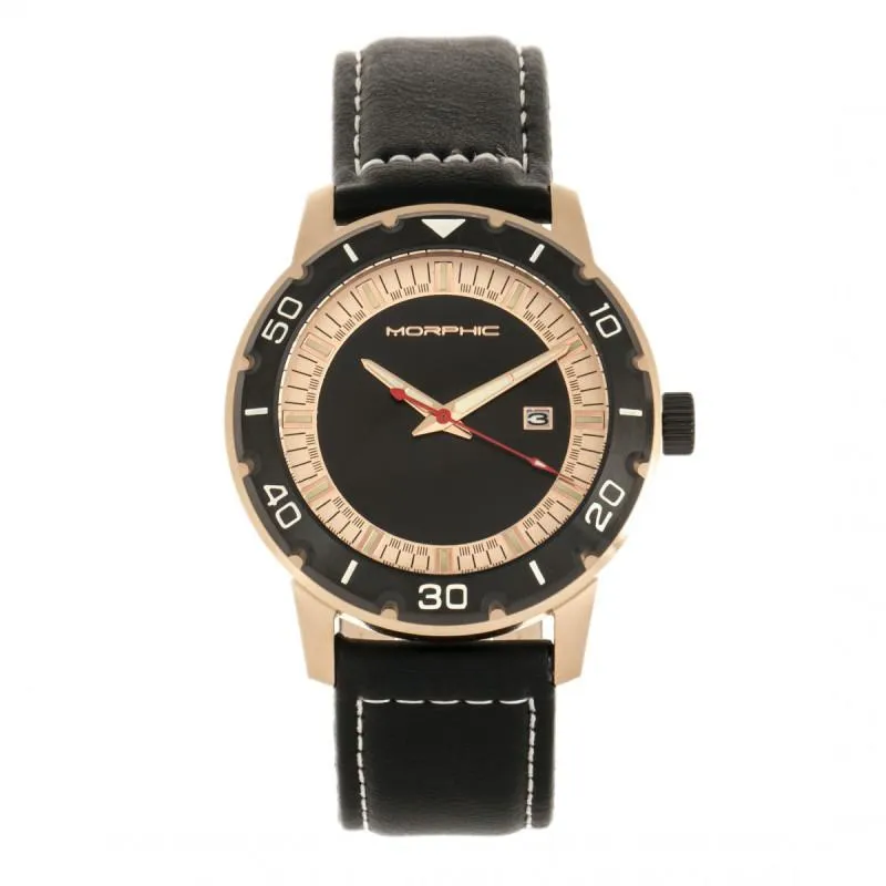 Morphic M71 Series Leather-Band Watch w/Date
