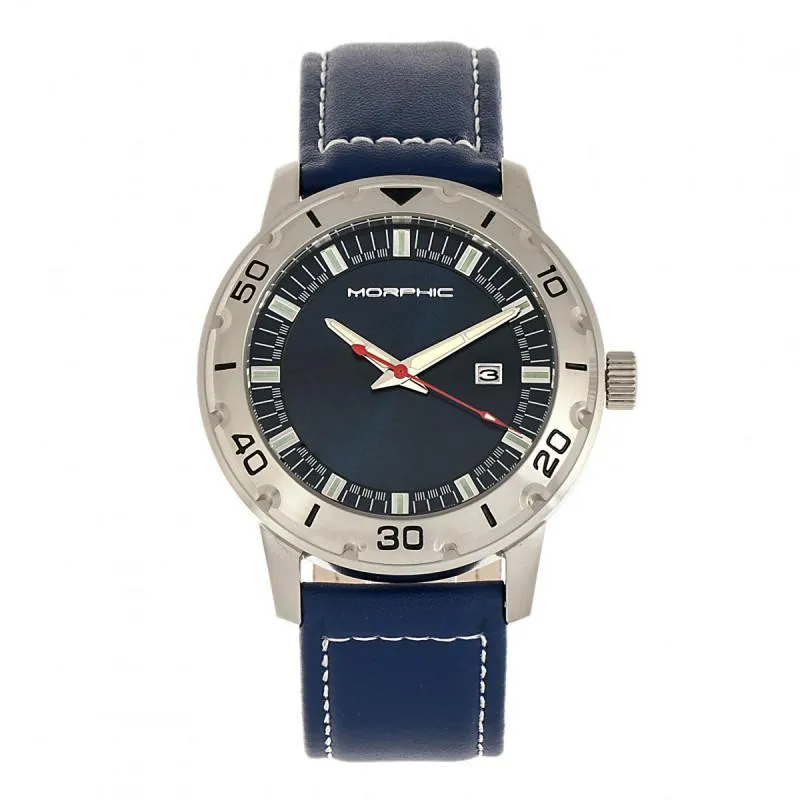 Morphic M71 Series Leather-Band Watch w/Date