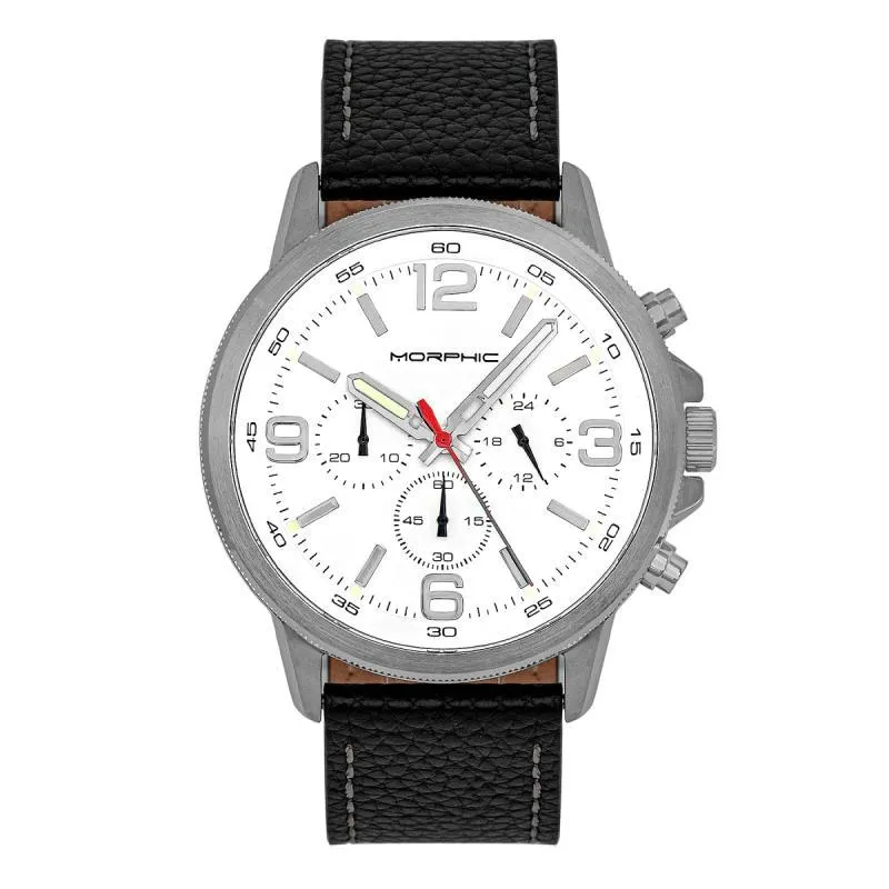Morphic M86 Series Chronograph Leather-Band Watch