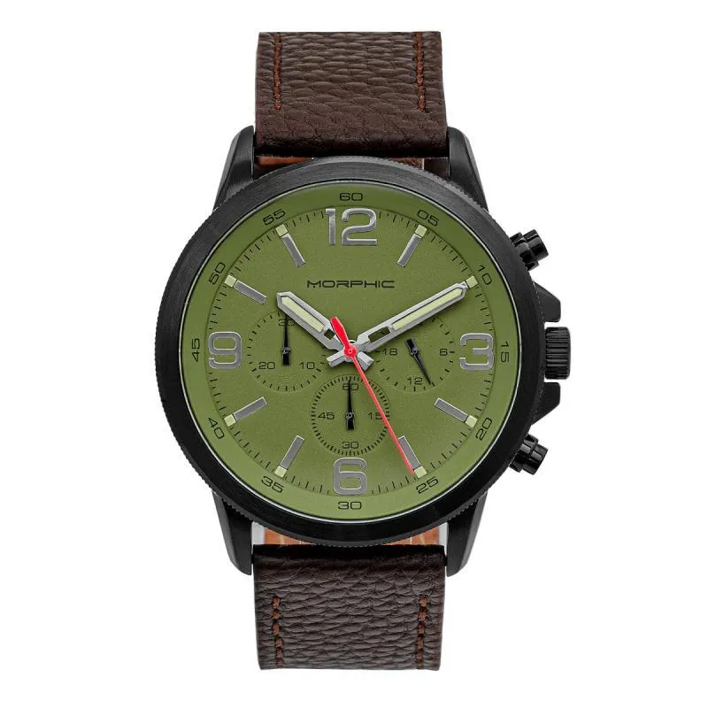 Morphic M86 Series Chronograph Leather-Band Watch