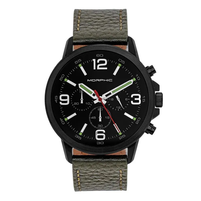 Morphic M86 Series Chronograph Leather-Band Watch