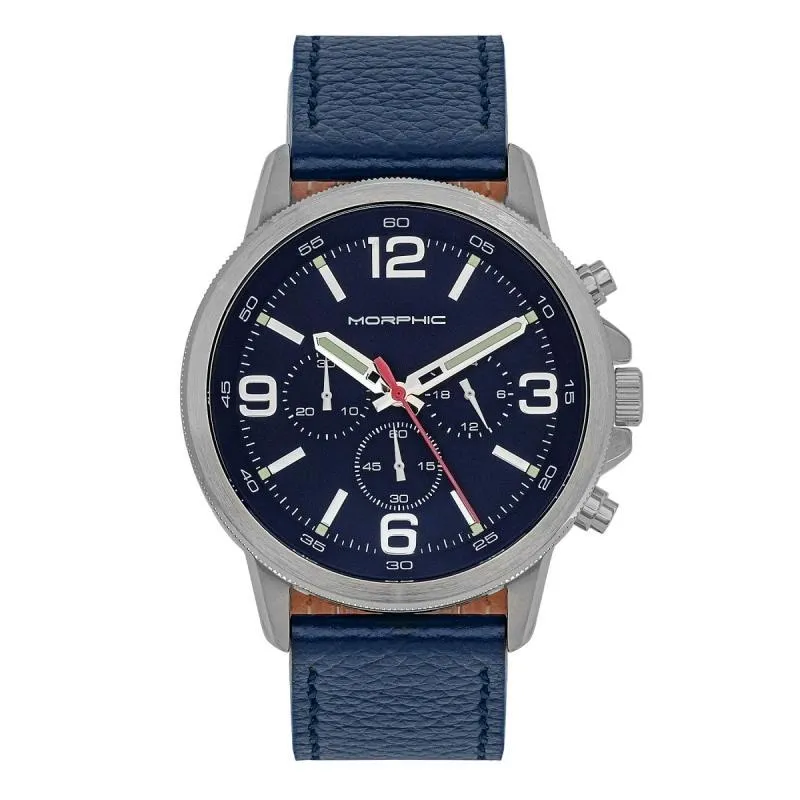 Morphic M86 Series Chronograph Leather-Band Watch
