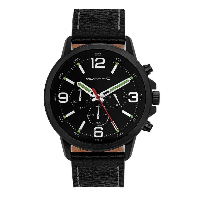 Morphic M86 Series Chronograph Leather-Band Watch
