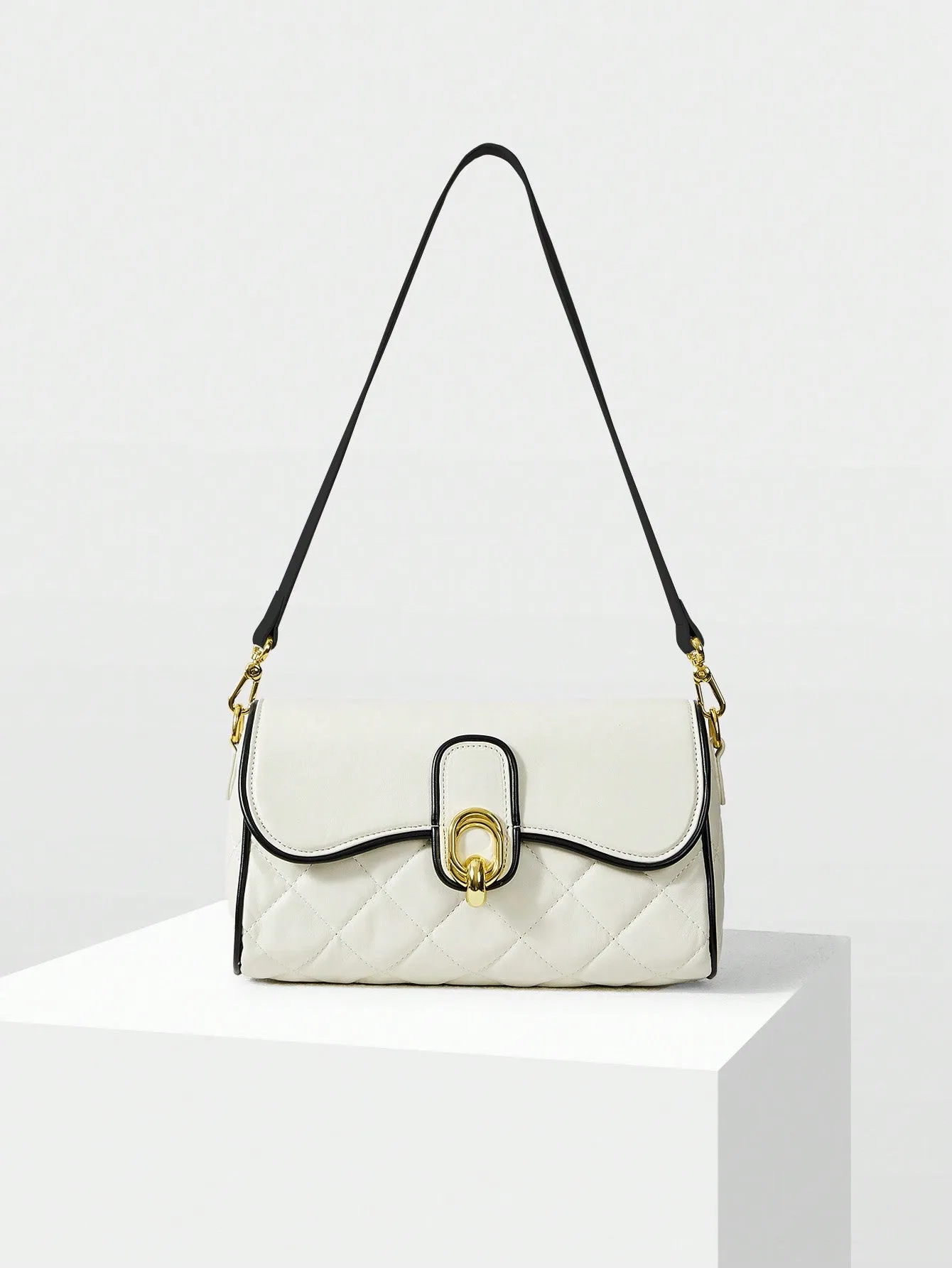 MOTF PREMIUM FASHION VERSATILE ELEGANT COMMUTER CONTRAST PIPING QUILTED FLAP WOMEN SHOULDER BAG