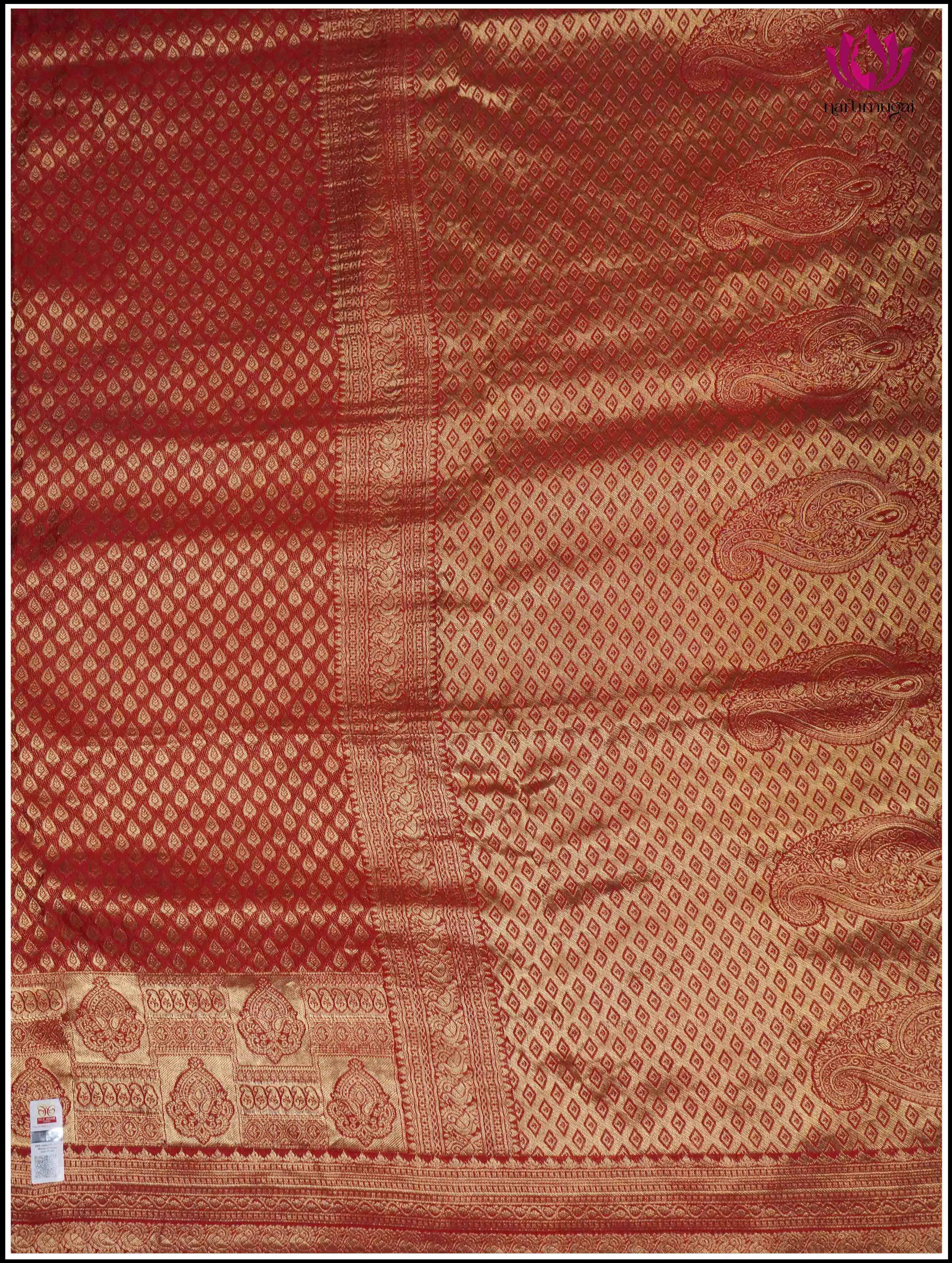Mysore Silk Sari in Red with Gold Zari - Silk Mark Certified