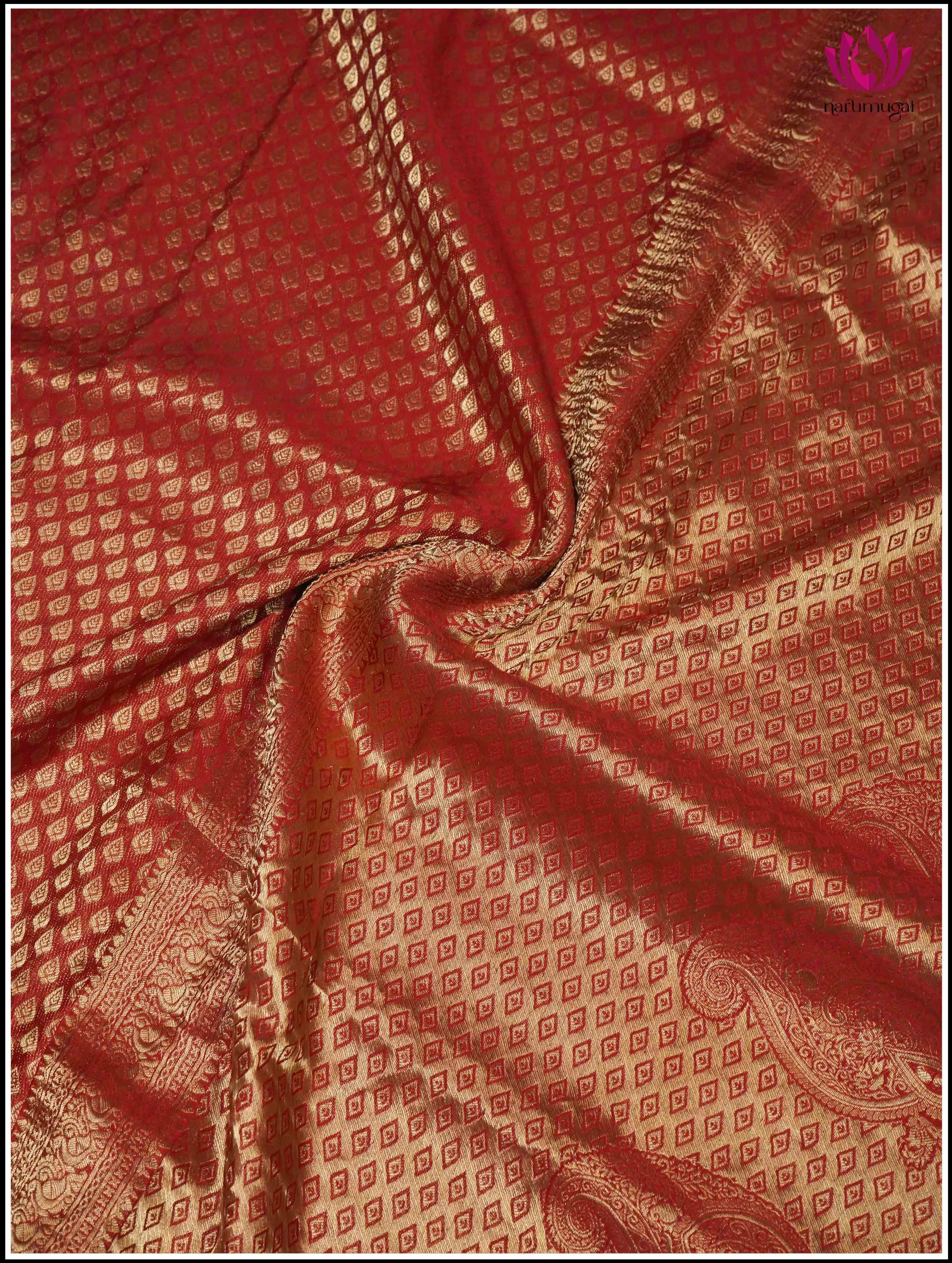 Mysore Silk Sari in Red with Gold Zari - Silk Mark Certified