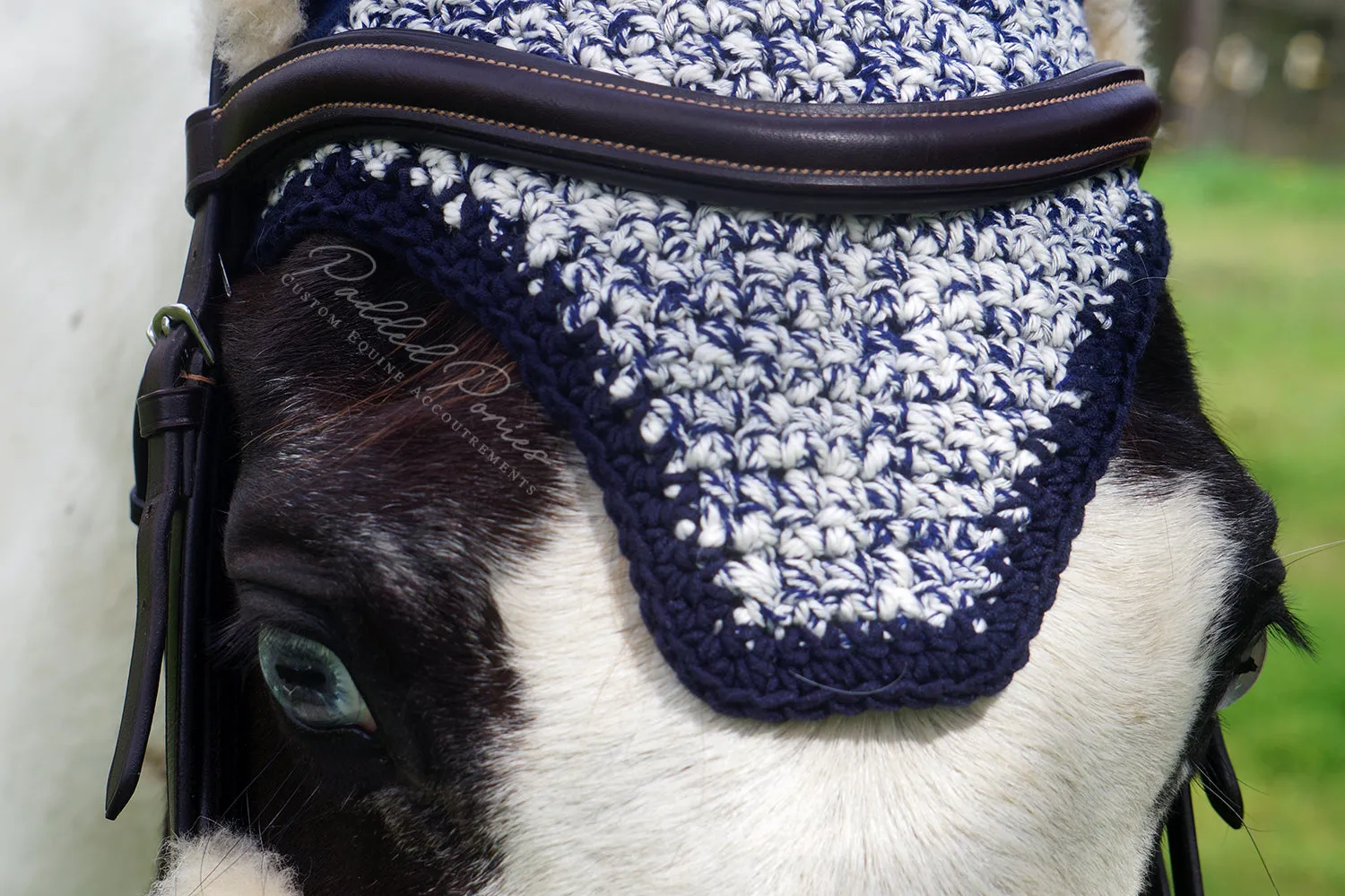 Navy and White Heathered Fly Bonnet