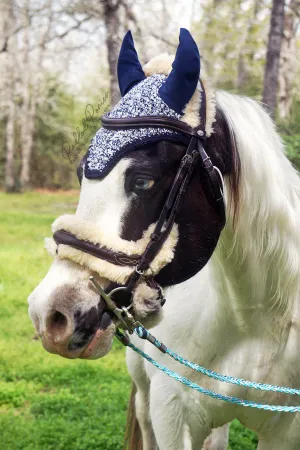 Navy and White Heathered Fly Bonnet