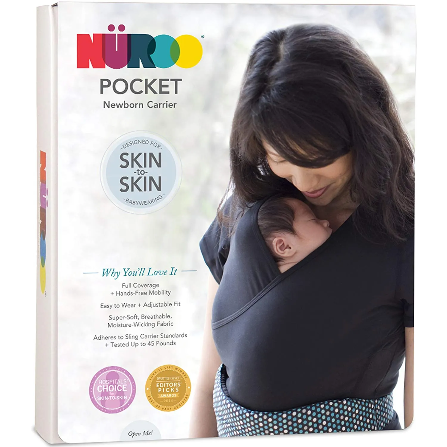 NuRoo Pocket Soft, Breathable, Moisture-Wicking Babywearing Shirt with Full Coverage and Mobility for Moms Practicing Skin-to-Skin Contact XS/S