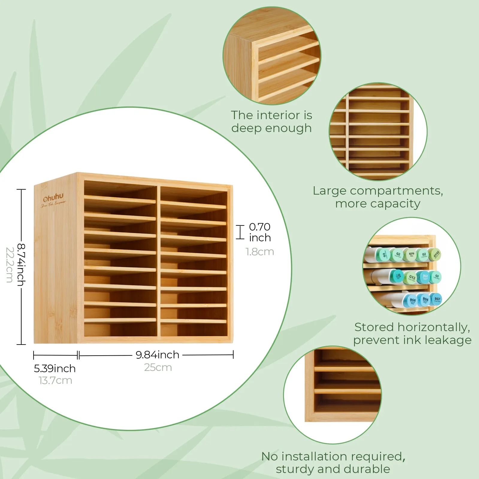 Ohuhu Bamboo Marker Organizer
