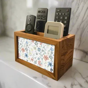 Organizer For TV AC Remotes -Cute Baby Floral Art Blue
